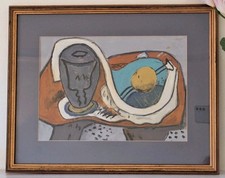 Quadro contemporaneo originale, tavolo natura morta, incorniciato 