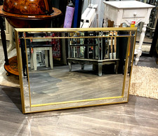 Specchio da parete decorativo smussato oro accento antico deco 62x89 cm metallo