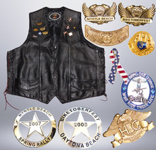 Gilet biker pelle nera vintage