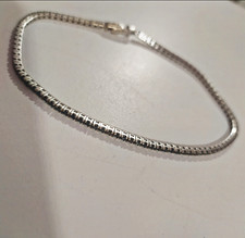 Bracciale tennis in oro bianco, nuovo, da uomo, con zirconi color onice