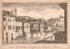 TREVISO dell'Ottocento Casa Zoccoletti sul fiume Sile parco Avogadro Cartolina