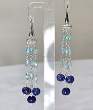 Orecchini in argento 925, zaffiri e apatite naturali