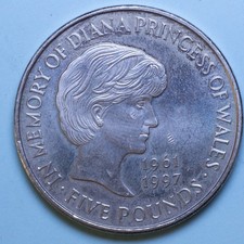 INGHILTERRA 5 POUNDS 1999 LADY DIANA qFDC NICHEL COIN NUMISMATICA COLLEZIONE