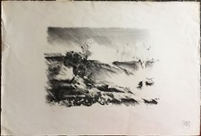 GIUSEPPE AJMONE litografia Paesaggio 50x70 firmata numerata timbro a secco