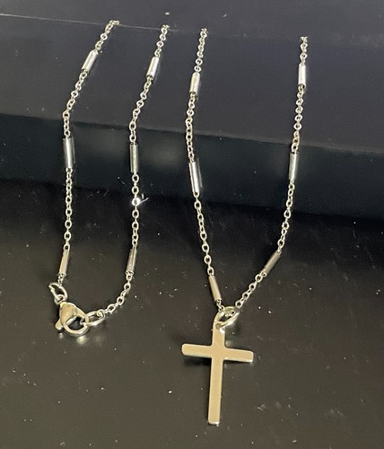 Collana con croce - rosario, in