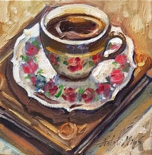 Caffè libro quadro olio - caffè,