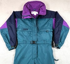 Tuta da sci Columbia vintage donna grande viola colorblock retrò tuta da neve