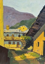 RICCARDO RINALDI, quadro olio su tela "Valchiavenna"