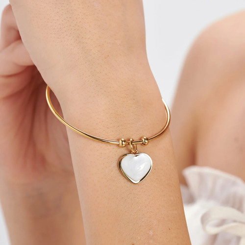 Sagapo bracciale cuore bianco