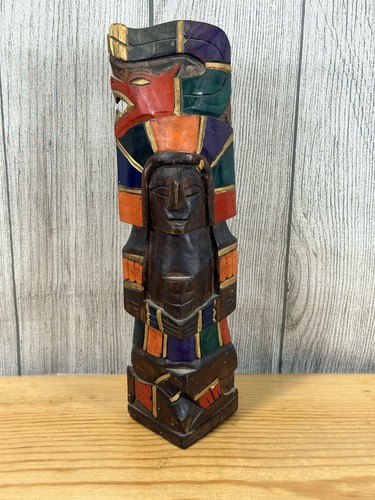 Totem scultura dipinta azteca