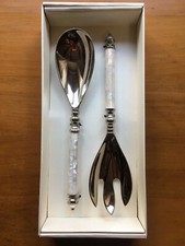 Set posate acciaio insalata, manico in madreperla - Confezione regalo