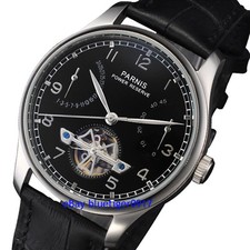 Orologio automatico uomo Parnis 43mm 2530 movimento riserva di carica quadrante nero