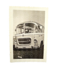VECCHIA FOTO BUS PULMINO AUTOCARRO DELLA OM TIGROTTO CAMION VINTAGE 1950C H 10CM