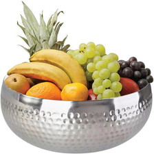 Centrotavola Rotondo in Acciaio Inox, Misura 27,5X10,5 Cm, Design Con Decoro Mar