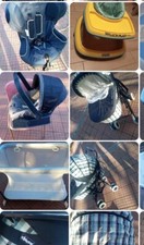 Trittico passeggino box bimbi bambino neonato anni azzurro blu navicella ovetto