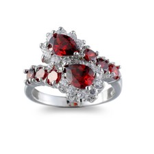 Anello Argento Regalo Festività Multi Naturale Granato Rosso Fuoco Gemma Misura 6-10 Donna