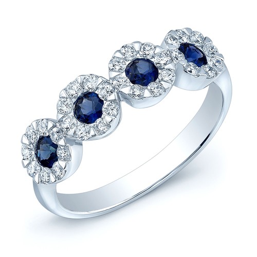 Anello cluster zaffiro blu - anello,