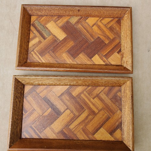 Coppia vassoi legno teak - vassoi,