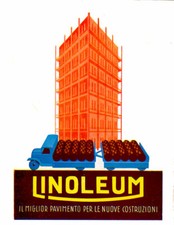 Società del LINOLEUM-Pavimento moderno-grafica pubblicitaria-1930-vintage