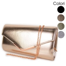 Pochette elegante donna clutch cerimonia borsetta da sera lucida borsa gioiello