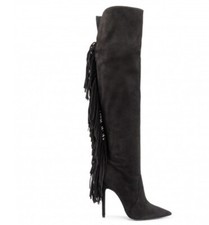 Stivali con frange in pelle