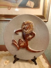 Piatto ceramica artistico da appendere Giancarlo Piani Faenza opera unica  leone
