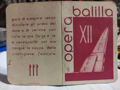 Pnf tessera onb - onb, balilla