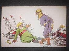 CARTOLINA UMORISTICA COMICA INCIDENTE SCONTRO MOTO MOTOCICLISMO VIAGG 1920 -3170