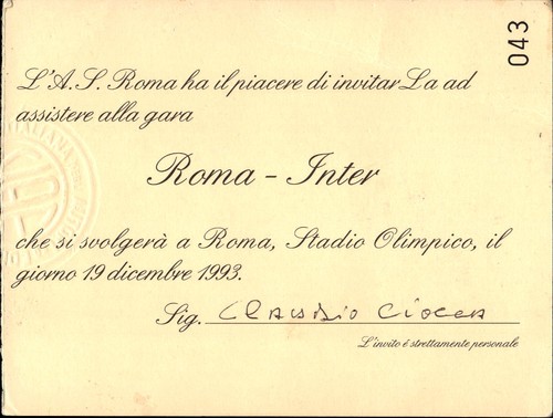 Invito partita calcio roma - partita,