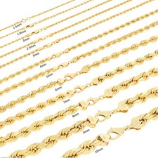 10K Oro Giallo 2mm-7mm Diamante KT Collana Braccialetto Uomo Donna 17.8cm-76.2cm