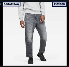 Jeans G-Star RAW Uomo Elwood 5620 3D Originali Relaxed Conici W31 L34 Grigio Nuovo con etichette