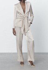 ZARA SATIN TROUSERS STONE HIGH