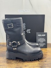 Gisel Moire’ Biker     Donna Pelle Nera Made In Italy 38