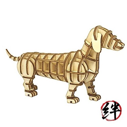 Bassotto puzzle legno - legno, 3d