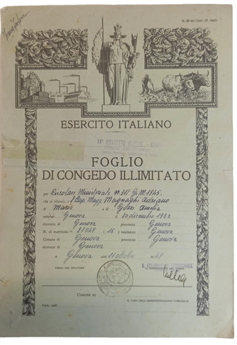 Genova 1949 foglio congedo - genova, di