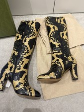 Stivali Gucci Python pelle di serpente tacco medio taglia 39 UK 6 edizione limitata nuovi