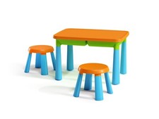 SET TAVOLINO + 2 SGABELLI SCOMPONIBILI MULTICOLOR CAMERA BIMBO