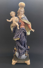 800 XIX SEC. Madonna Maria SS Immacolata Delle Grazie e Gesù in Bisquit Statuina
