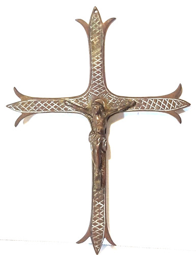Antico crocefisso ottone - antico, in