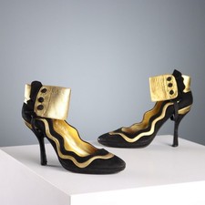 Prada Scarpe Suede Nero e Oro