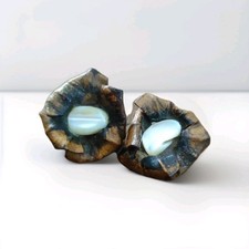 Orecchini A Clips Vintage In Pelle E Madreperla Lavorazione Artigianale