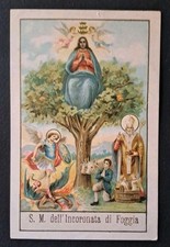 D9 ANTICO Santino Holy Card MARIA SS. INCORONATA DI FOGGIA S. MICHELE S. NICOLA 