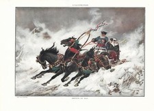 Stampa antica russia slitta - antica,