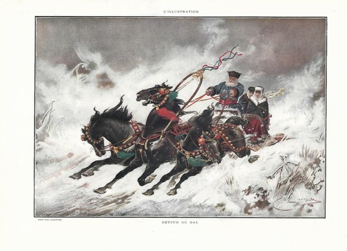 Stampa antica russia slitta - stampa,