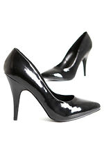 S4001 Decoltè Uomo Donna A Punta in Vernice Lack Nere Lucide Tacco Alto 10 cm