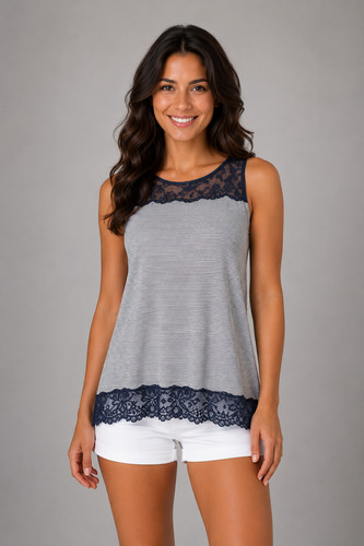 Canotta donna millerighe pizzo - canotta,