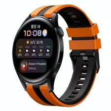 Per Huawei Watch 3 22mm Cinturino sportivo in silicone bicolore (arancione+nero)