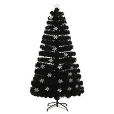 Albero Natale con Fiocchi di Neve a LED Nero 120cm Fibra Ottica 099home
