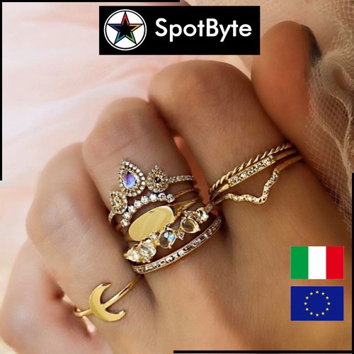 Set anelli donna dorati in - set, 8