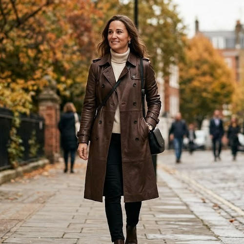 Womens brown leather long - brown,